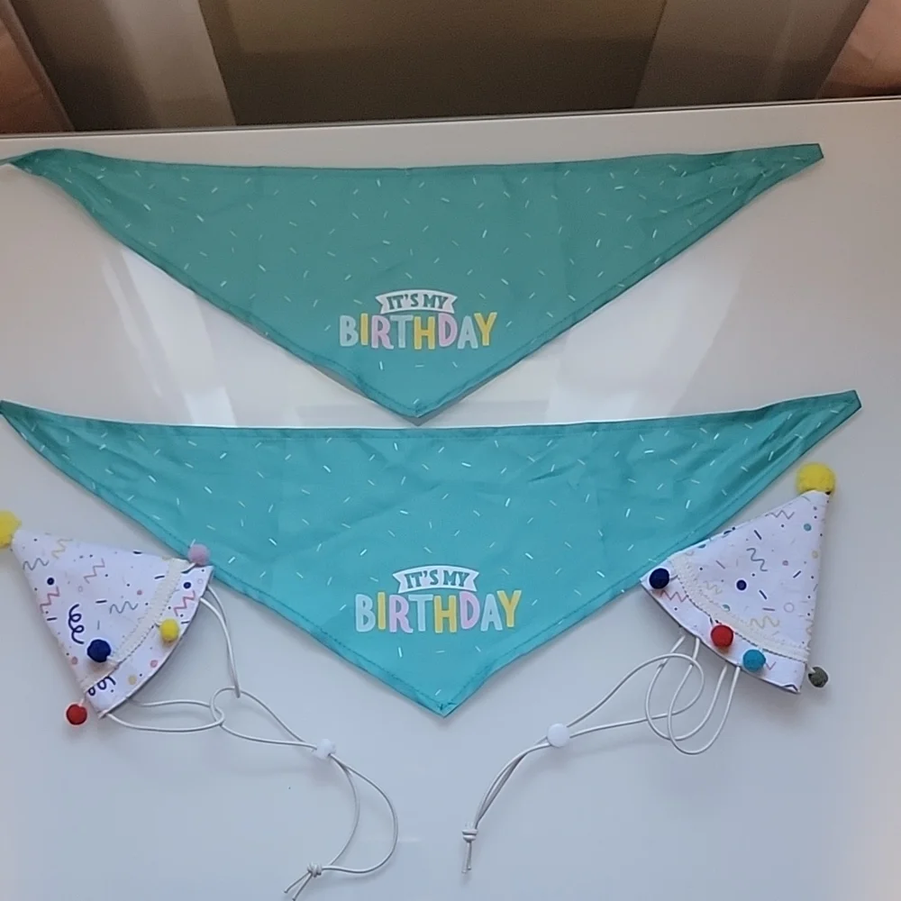 EUC Dog or Cat Birthday Bandanas and Birthday Hats - Size XS/S - Picture 10 of 10